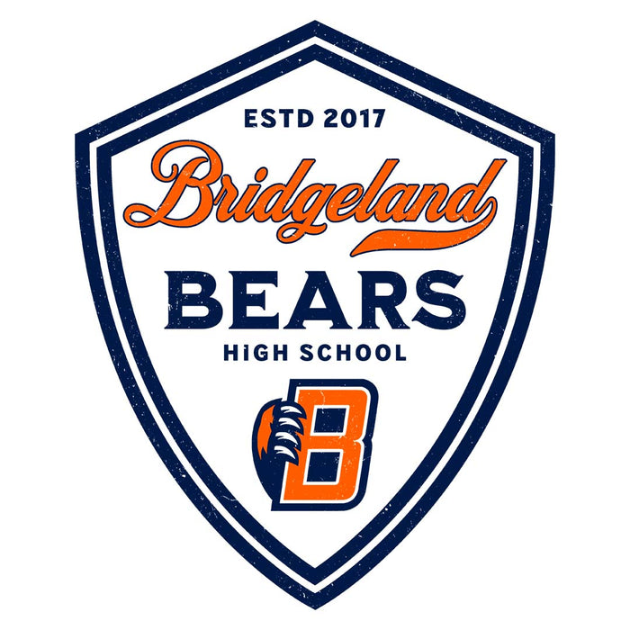 Close-up view of Bridgeland High School Bears Unisex 3/4 sleeve Raglan T-shirt 225
