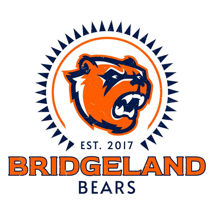 Close-up view of Bridgeland High School Bears Unisex 3/4 sleeve Raglan T-shirt 226