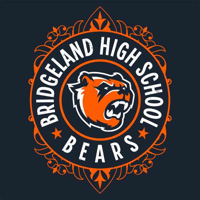 Close-up view of Bridgeland High School Bears Classic Unisex Navy T-shirt 227