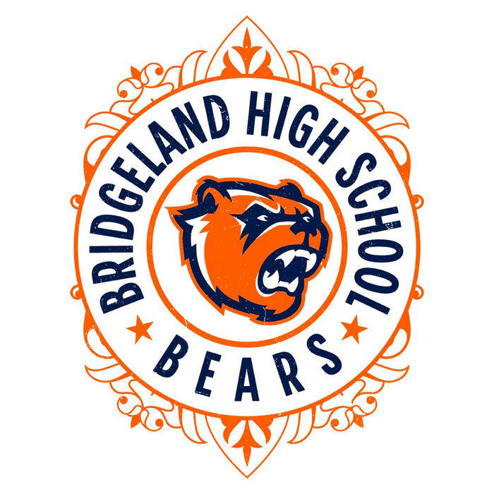 Close-up view of Bridgeland High School Bears Unisex 3/4 sleeve Raglan T-shirt 227