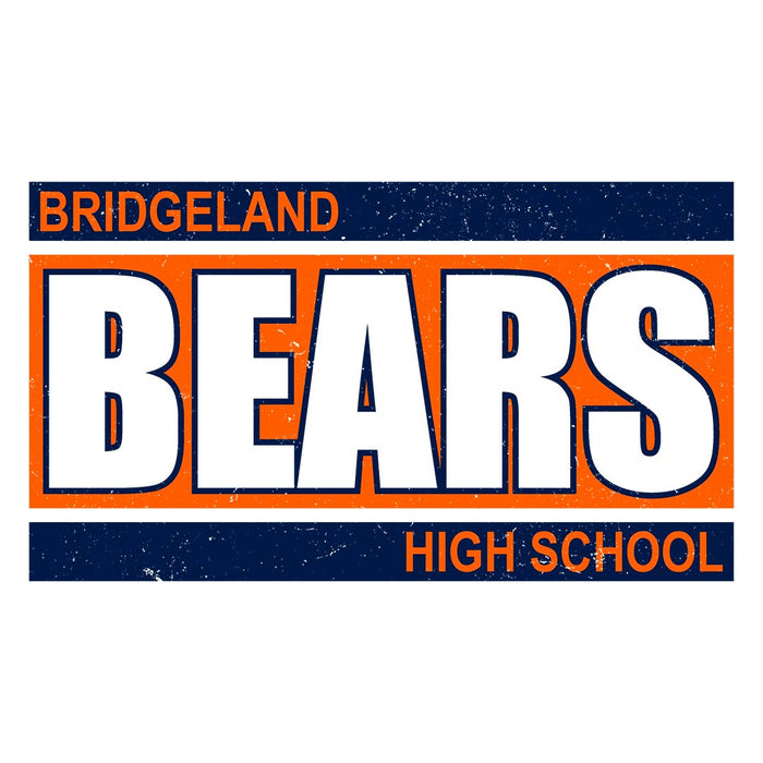 Close-up view of Bridgeland High School Bears Unisex 3/4 sleeve Raglan T-shirt 098