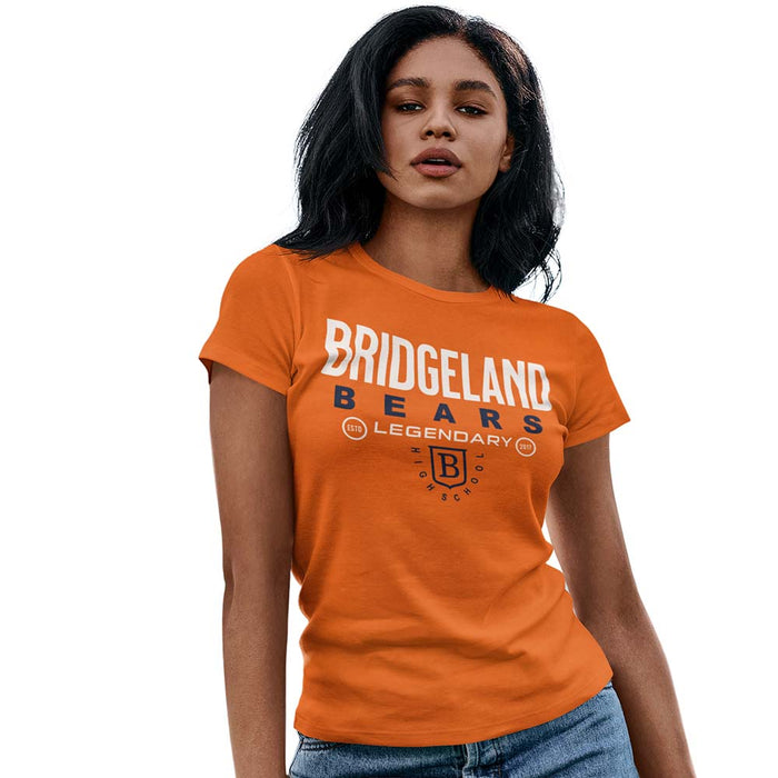 Woman wearing a Bridgeland High School Bears Women's Orange T-shirt 03