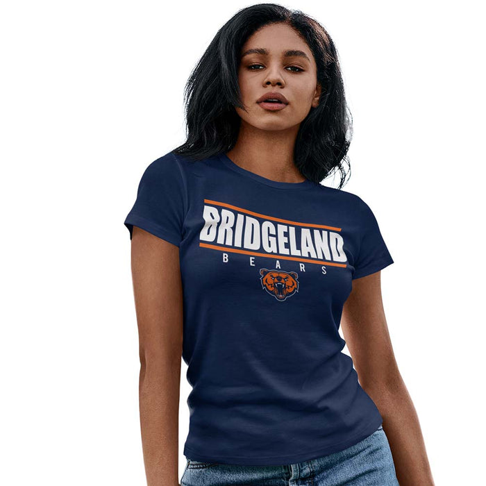 Woman wearing a Bridgeland High School Bears Women's Navy T-shirt 07