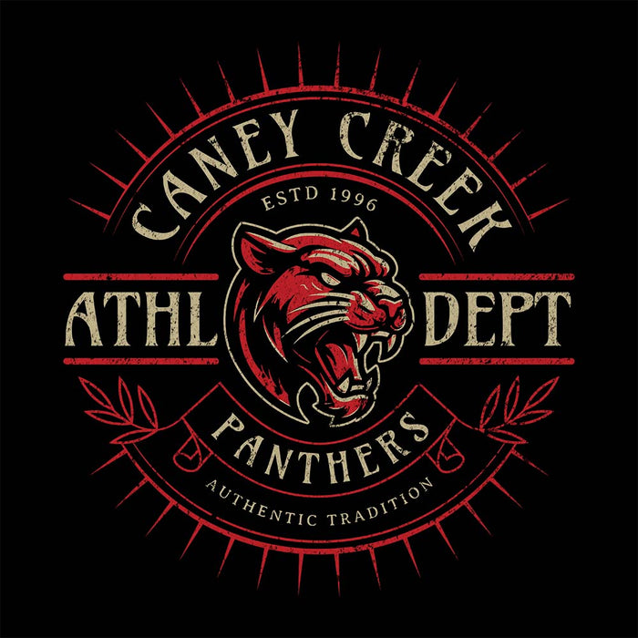 Close-up view of Caney Creek High School Panthers Black Classic Unisex Hoodie 201