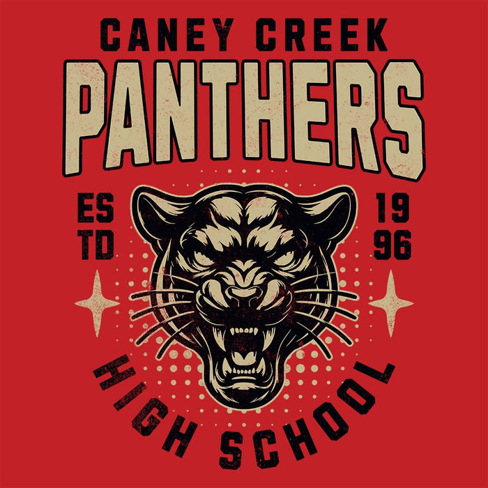 Close-up view of Caney Creek High School Panthers Red Classic Unisex Hoodie 204