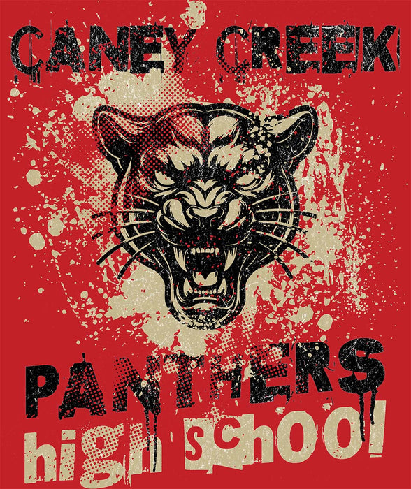 Close-up view Caney Creek High School Panthers Red Premium Unisex T-shirt 205