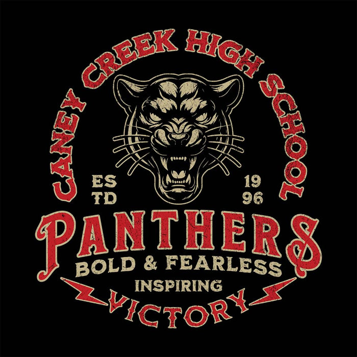 Close-up view Caney Creek High School Panthers Black Premium Unisex T-shirt 206