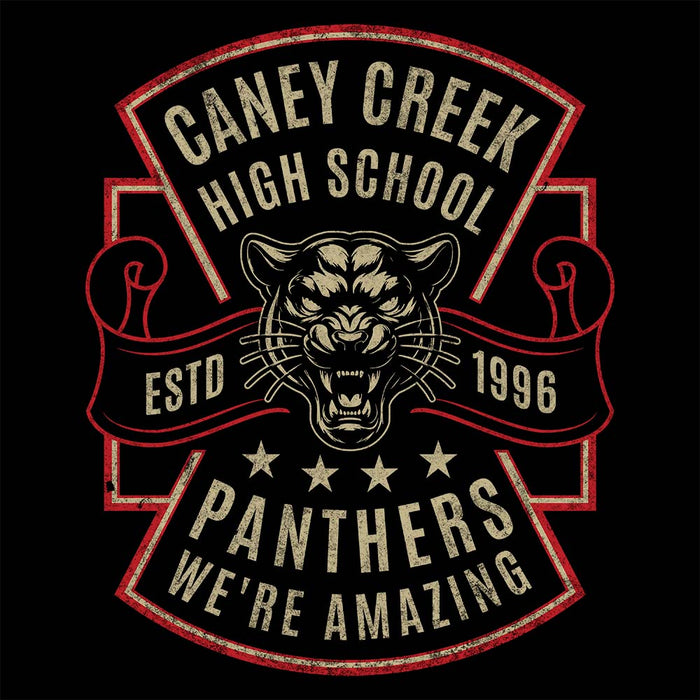 Close-up view Caney Creek High School Panthers Black Premium Unisex T-shirt 207