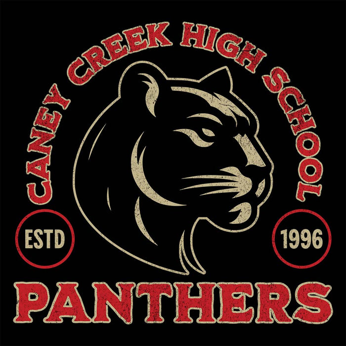 Close-up view of Caney Creek High School Panthers Black Premium Unisex Hoodie 208