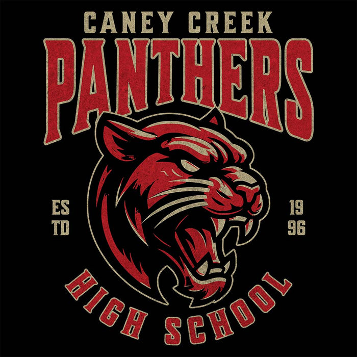 Close-up view of Caney Creek High School Panthers Black Classic Unisex Hoodie 211