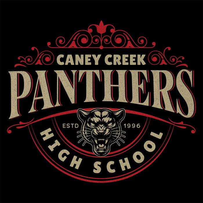 Close-up view Caney Creek High School Panthers Black Premium Unisex T-shirt 213