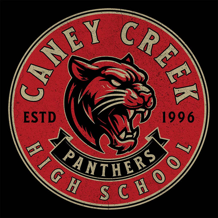 Close-up view of Caney Creek High School Panthers Black Premium Unisex Hoodie 215