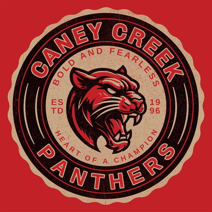 Close-up of Caney Creek High School Panthers Red Premium Unisex T-shirt 216