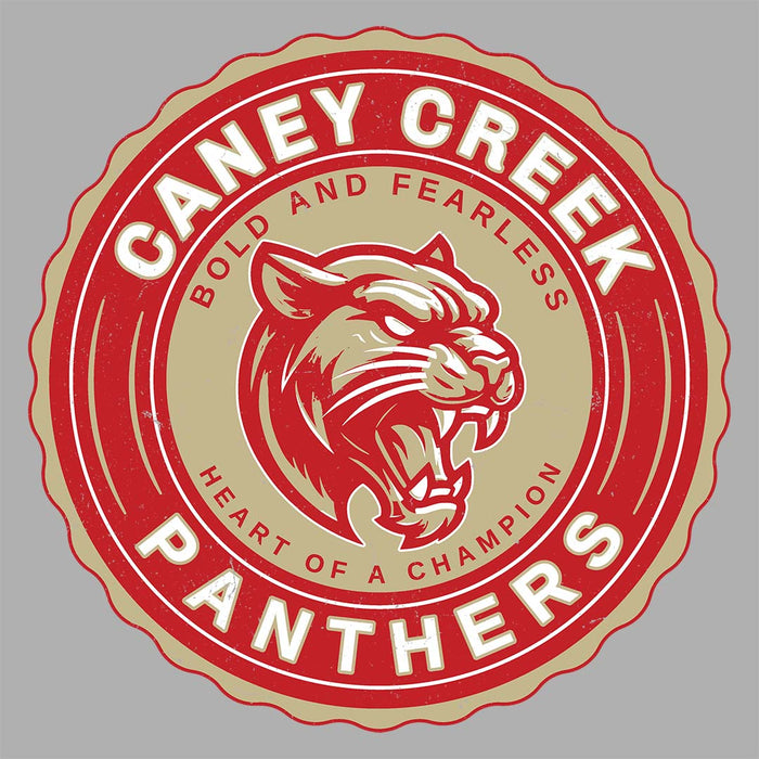 Close-up view of Caney Creek High School Panthers Women's Grey T-shirt 216