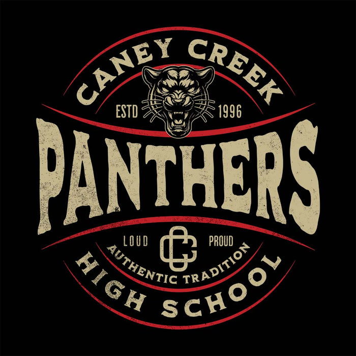 Close-up view Caney Creek High School Panthers Black Premium Unisex T-shirt 218