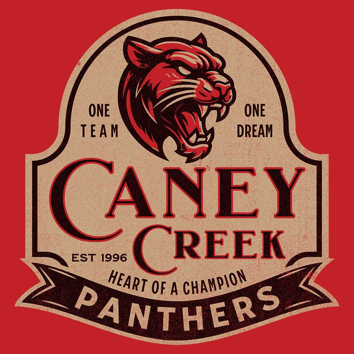 Close-up of Caney Creek High School Panthers Red Premium Unisex T-shirt 219