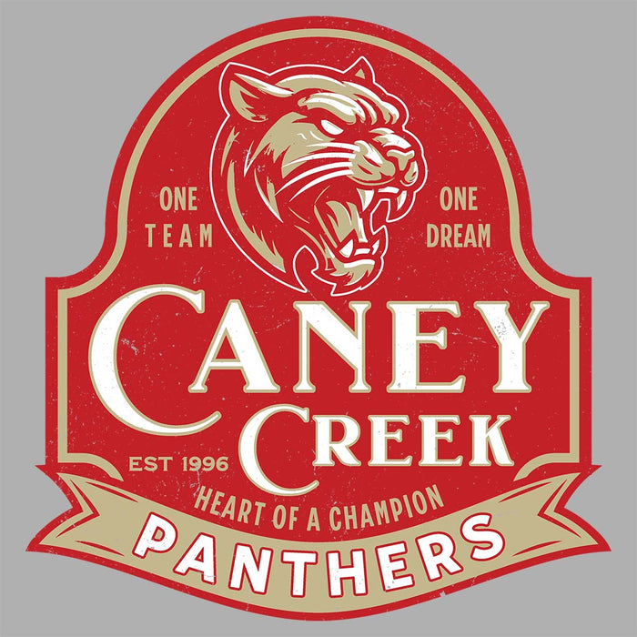 Close-up view of Caney Creek High School Panthers Women's Grey T-shirt 219