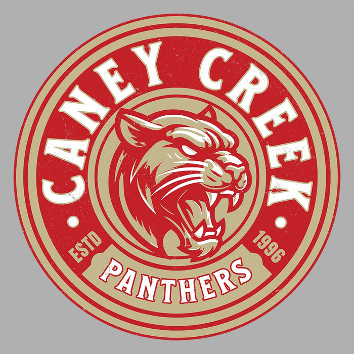 Close-up view of Caney Creek High School Panthers Women's Grey T-shirt 220