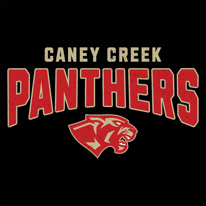 Close-up view of Caney Creek High School Panthers Women's Black T-shirt 223