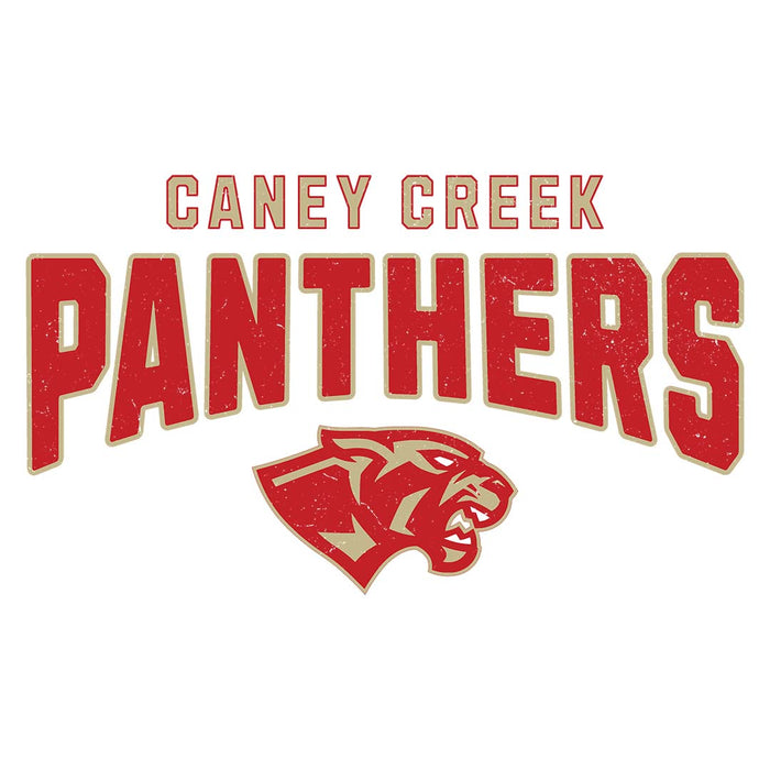 Close-up view of Caney Creek High School Panthers Unisex 3/4 sleeve Raglan T-shirt 223