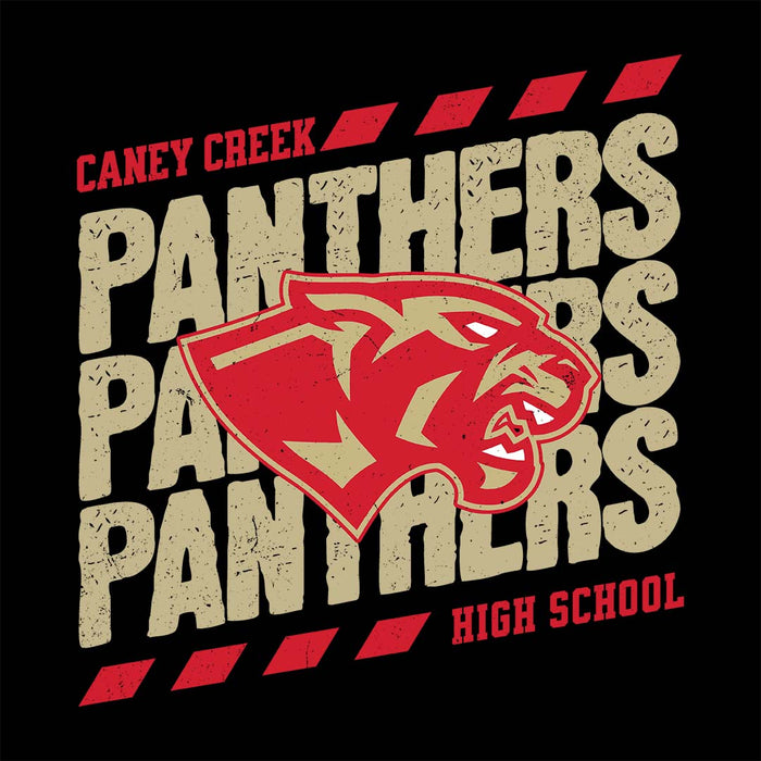 Close-up view of Caney Creek High School Panthers Women's Black T-shirt 230