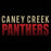 Close-up view of Caney Creek High School Panthers Women's Black T-shirt 024