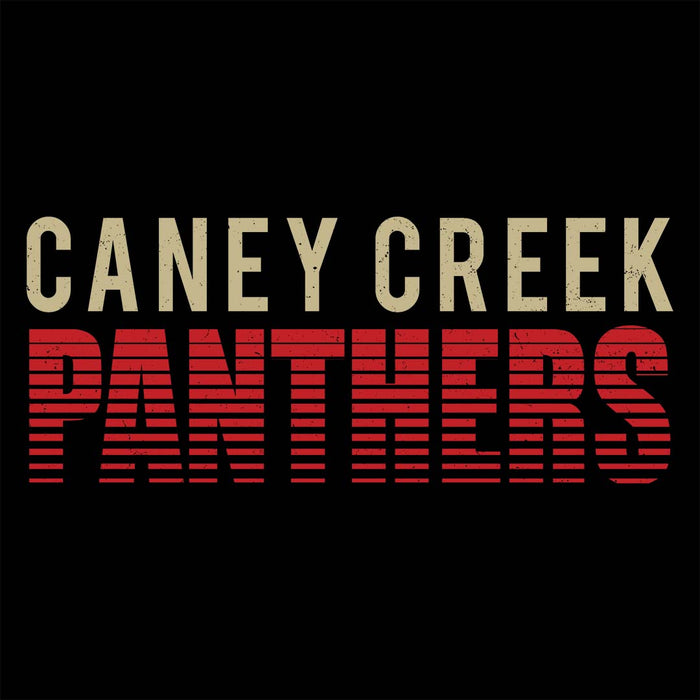 Close-up view of Caney Creek High School Panthers Women's Black T-shirt 024