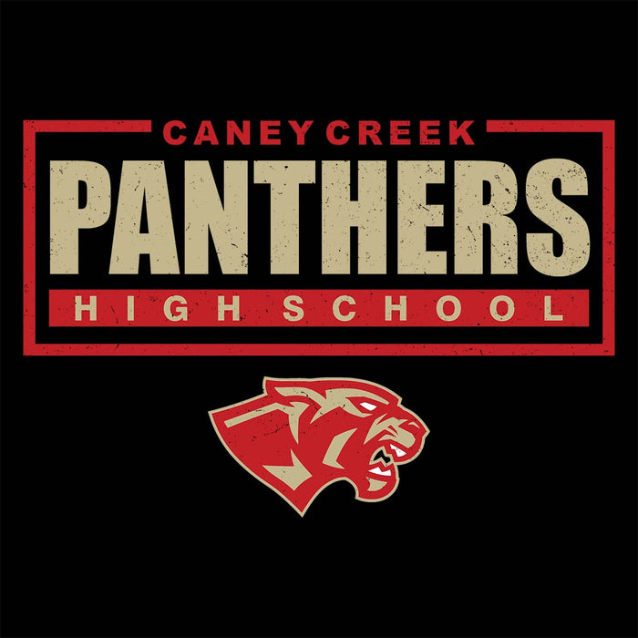 Close-up view of Caney Creek High School Panthers Women's Black T-shirt 049