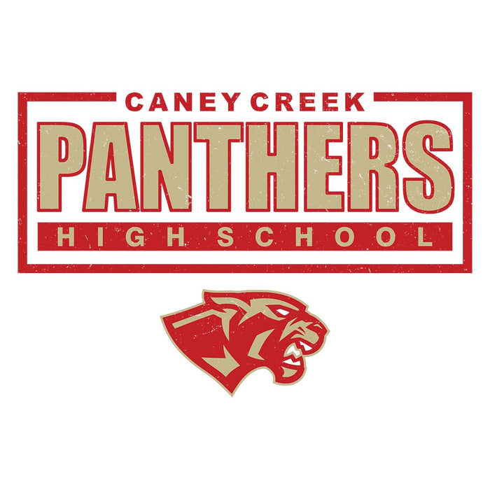 Close-up view of Caney Creek High School Panthers Unisex 3/4 sleeve Raglan T-shirt 049