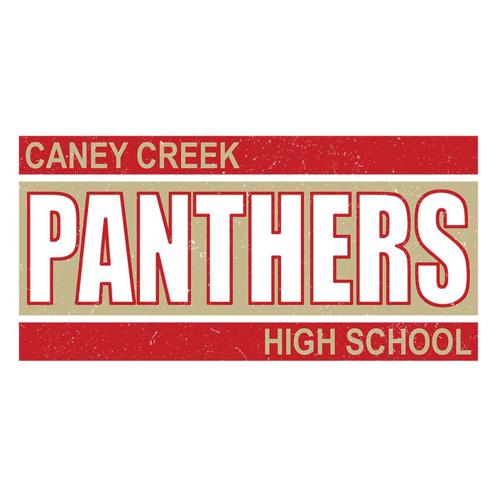 Close-up view of Caney Creek High School Panthers Unisex 3/4 sleeve Raglan T-shirt 098