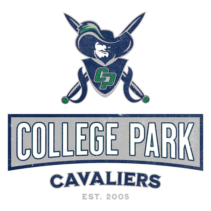 Close-up of College Park High School Cavaliers Unisex 3/4 sleeve Raglan T-shirt 204