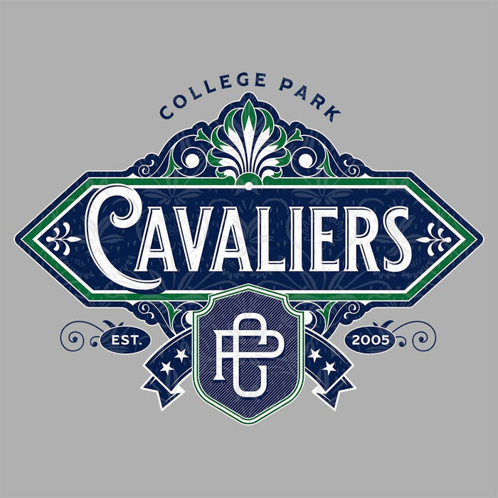 Close-up of College Park High School Cavaliers Classic Unisex Sport Grey T-shirt 205