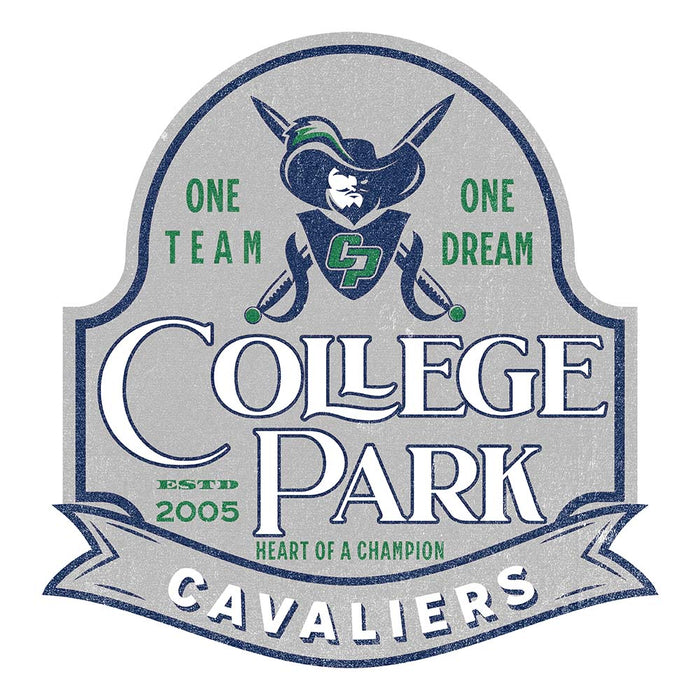 Close-up of College Park High School Cavaliers Unisex 3/4 sleeve Raglan T-shirt 208