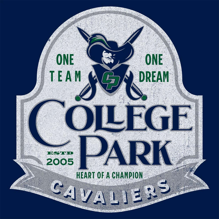 Close-up of College Park High School Cavaliers Classic Unisex Navy T-shirt 208