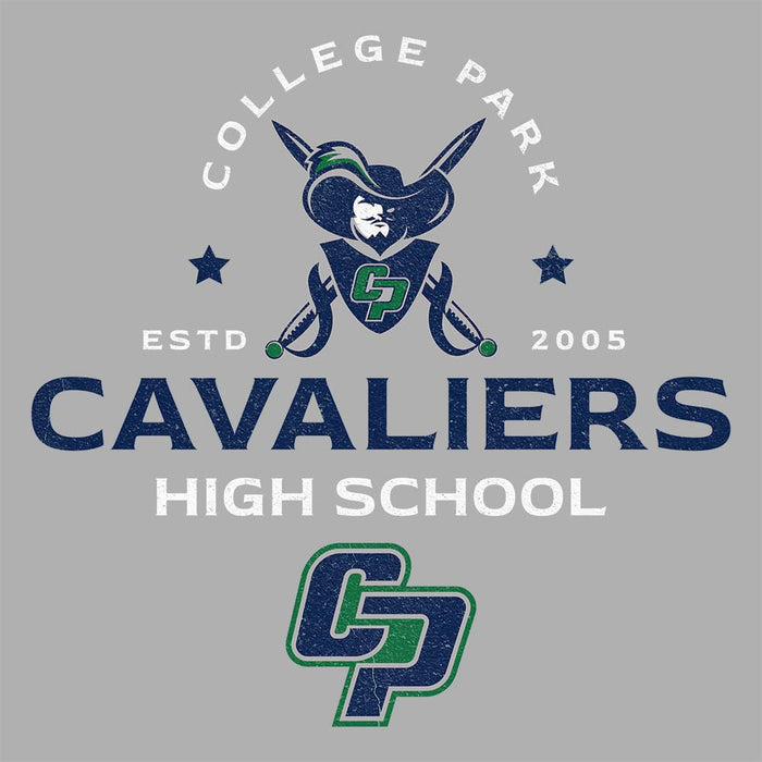 Close-p of College Park High School Cavaliers Premium Athletic Heather Unisex T-shirt 210