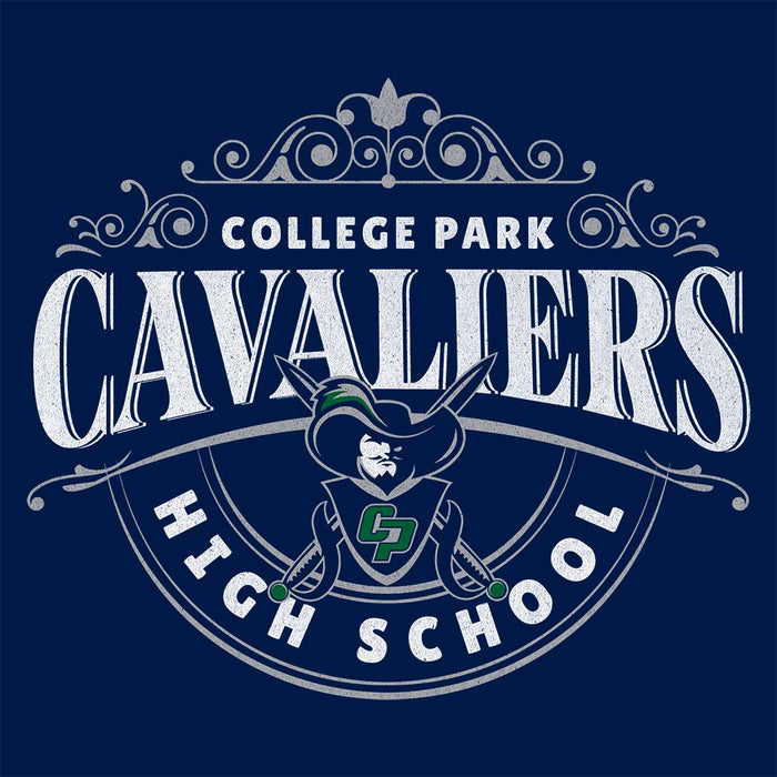 Close-up of College Park High School Cavaliers Women's Navy T-shirt 214