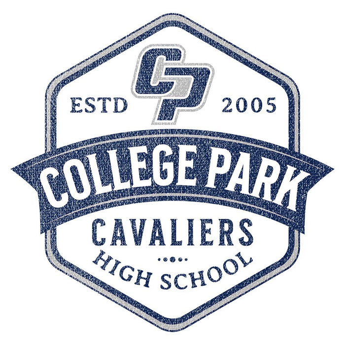 Close-up of College Park High School Cavaliers Unisex 3/4 sleeve Raglan T-shirt 216