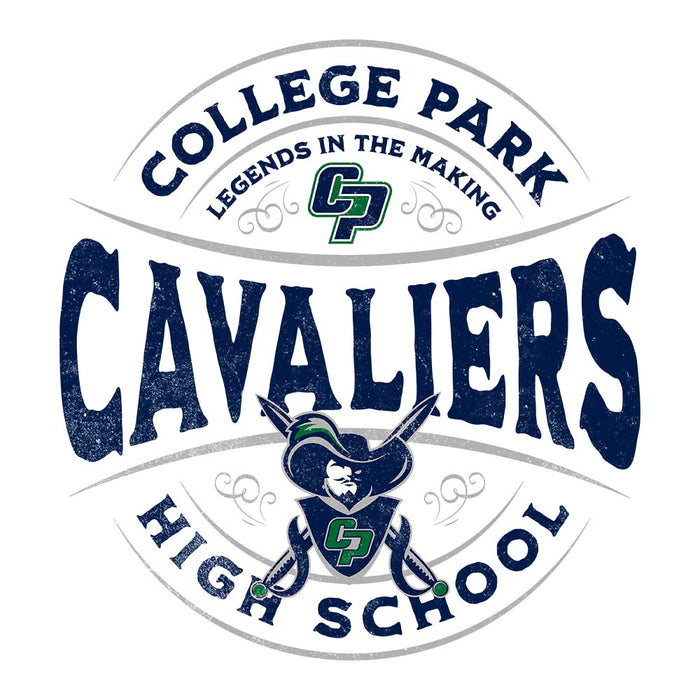 Close-up of College Park High School Cavaliers Unisex 3/4 sleeve Raglan T-shirt 220