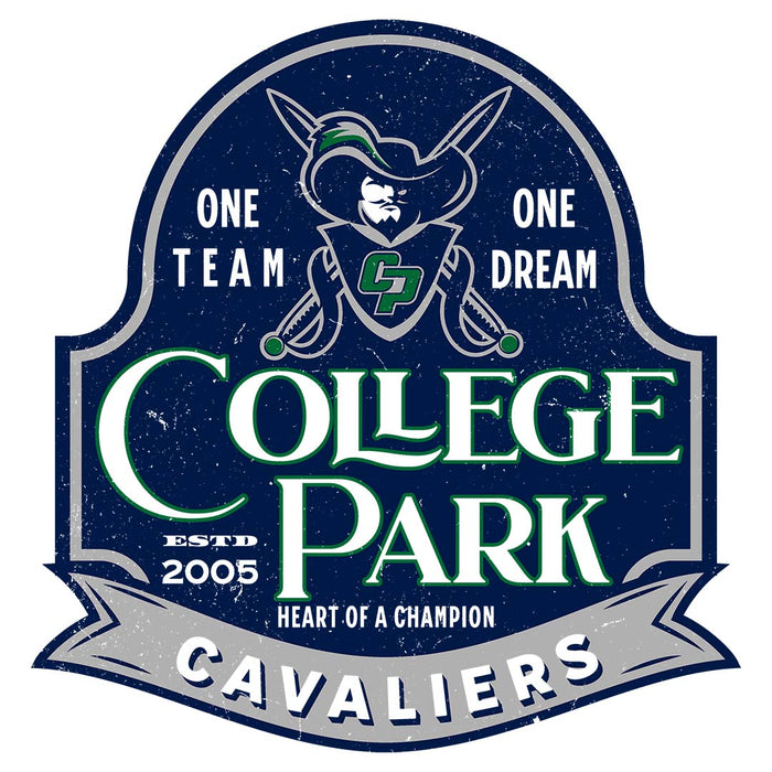 Close-up view of College Park High School Cavaliers Unisex 3/4 sleeve Raglan T-shirt 219