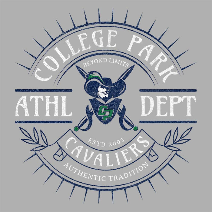 Close-up of College Park High School Cavaliers Classic Unisex Sport Grey T-shirt 222