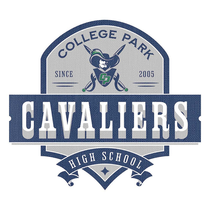 Close-up of College Park High School Cavaliers Unisex 3/4 sleeve Raglan T-shirt 223