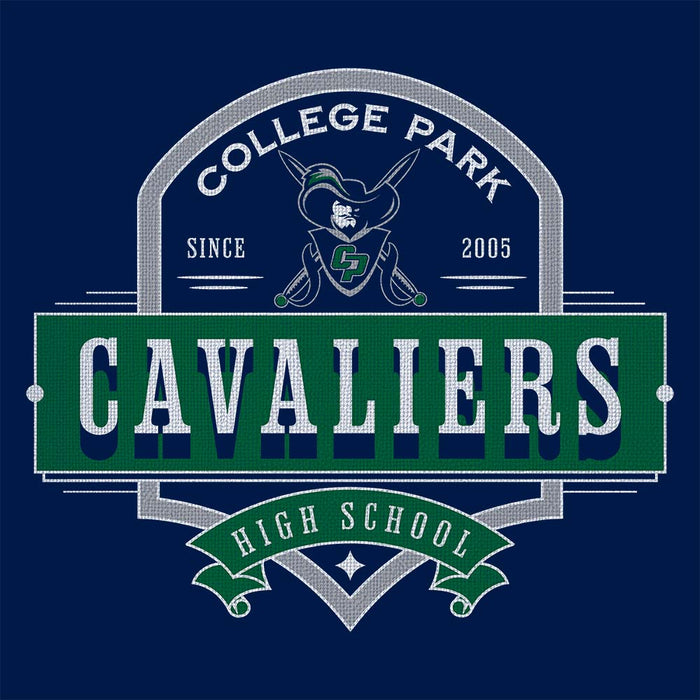 Close-up of College Park High School Cavaliers Women's Navy T-shirt 223