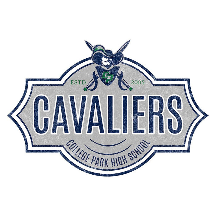 Close-up of College Park High School Cavaliers Unisex 3/4 sleeve Raglan T-shirt 224