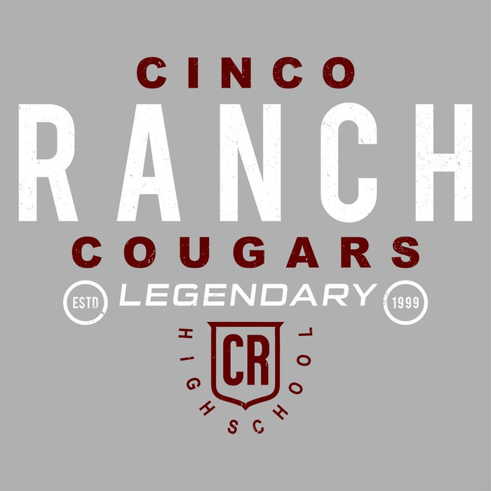 Close-up view of Cinco Ranch High School Cougars Classic Unisex Sport Grey T-shirt 003