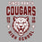 Close-up of Cinco Ranch High School Cougars Unisex 3/4 sleeve Raglan T-shirt 201