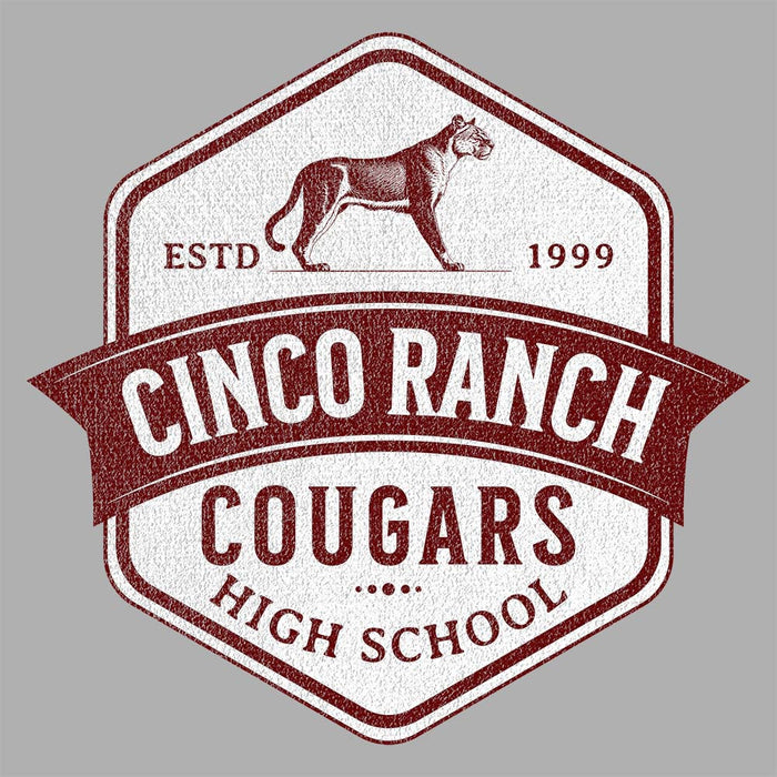 Close-up of Cinco Ranch High School Cougars Premium Athletic Heather Unisex T-shirt 203