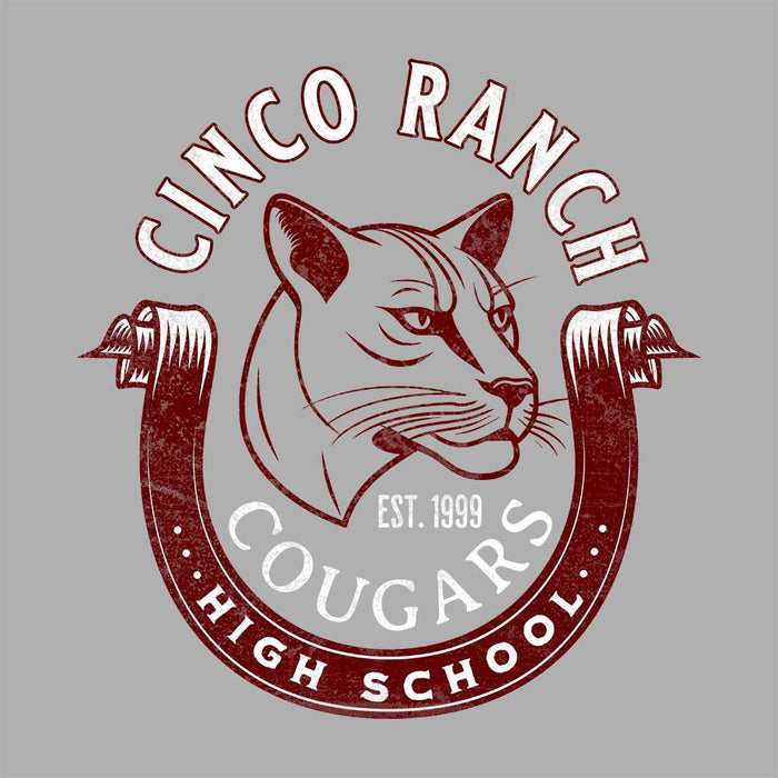 Close-up of Cinco Ranch High School Cougars Premium Athletic Heather Unisex T-shirt 206