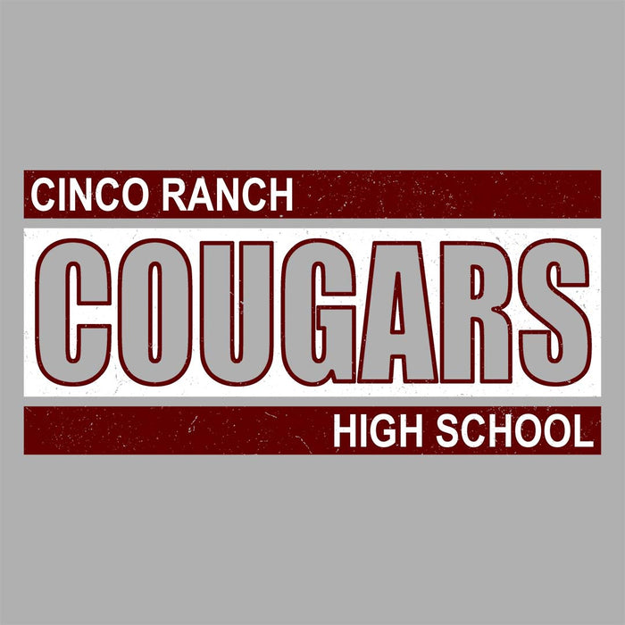 Close-up view of Cinco Ranch High School Cougars Classic Unisex Sport Grey T-shirt 098