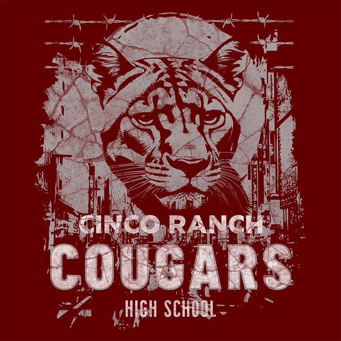 Close-up of Cinco Ranch High School Cougars Premium Maroon Hoodie 209