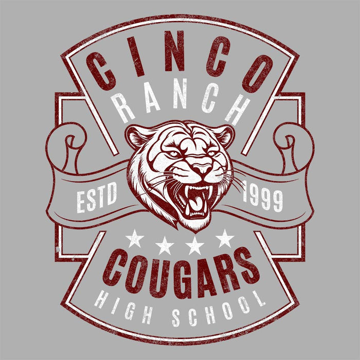 Close-up of Cinco Ranch High School Cougars Premium Athletic Heather Unisex T-shirt 215